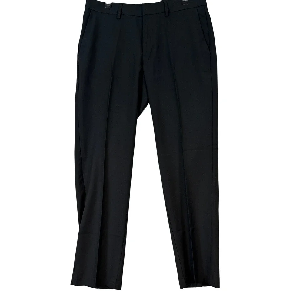 NWT Haggar Mens Black Straight Fit Dress Pants Super Flex Waist 32x29 Classic